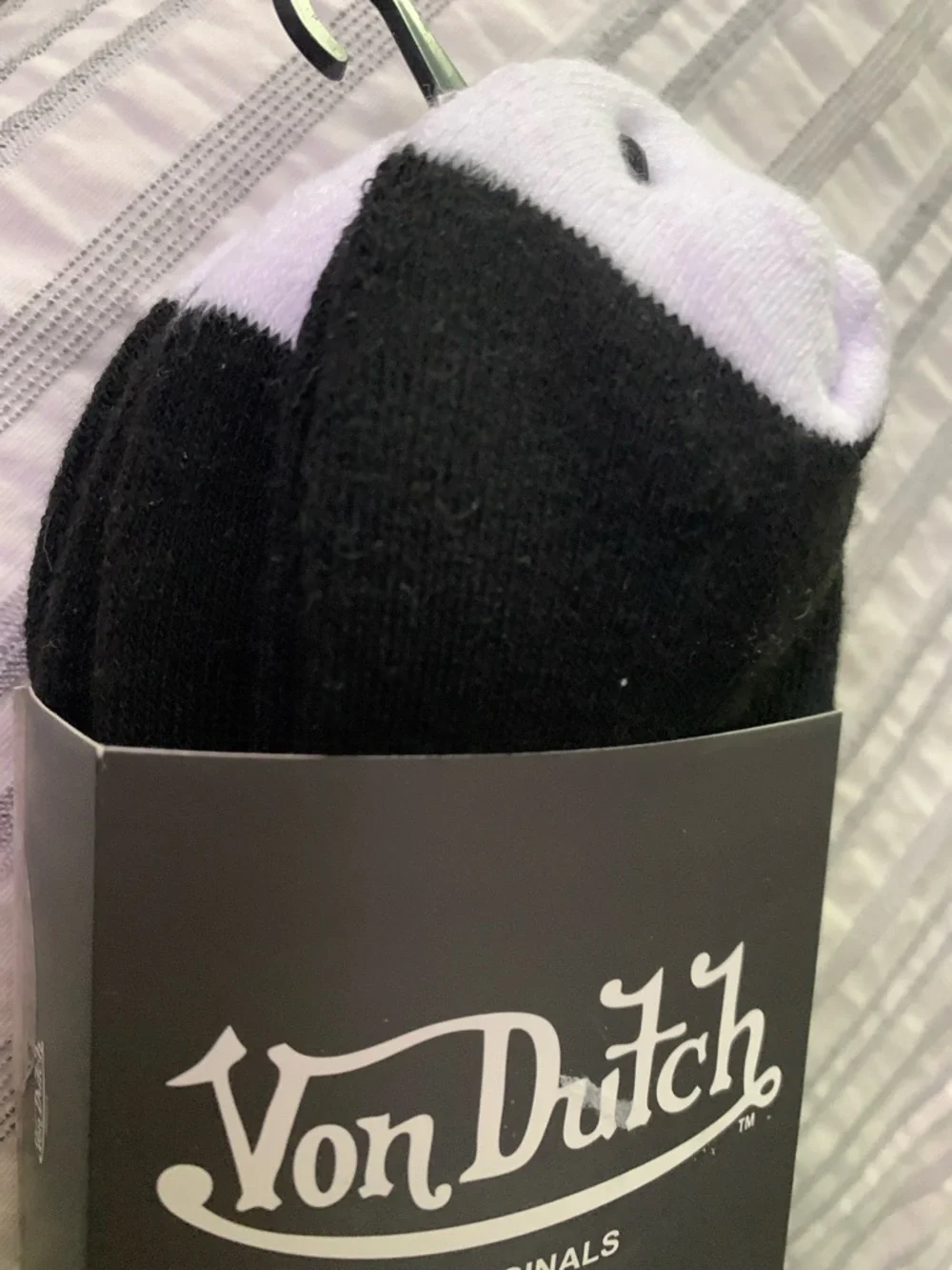 🆕- Von Dutch Black and White Crew Socks with Logo Script